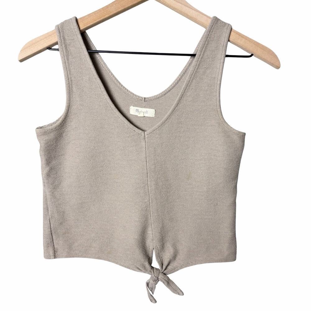 Madewell Tank Top Cropped Tie Front Oatmeal Tan 100% Cotton Women’s Size XXS